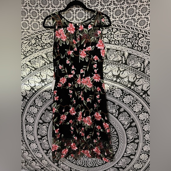 NWT Headliner Black Embroidered Sleeveless Midi Dress Small Lulus - Picture 5 of 7